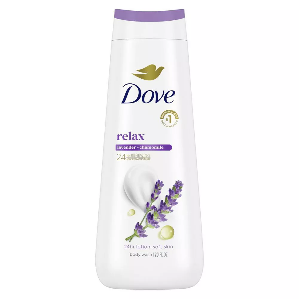 Jabón Líquido Corporal Dove Relaxing Body Wash con Lavanda y Manzanilla (23 fl oz / 680 ml) – Nutric