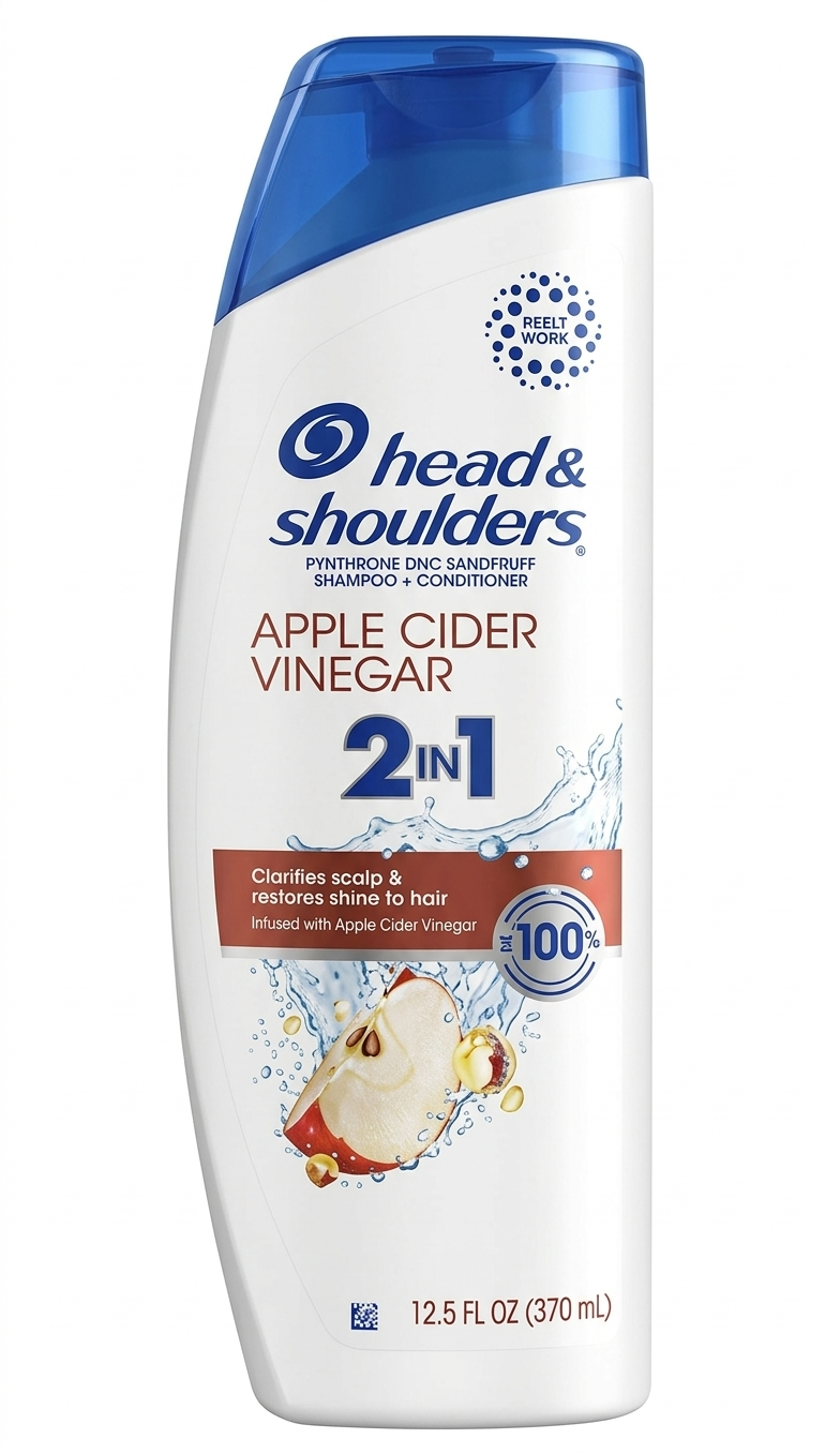 Head and Shoulders Apple Cider Vinegar 2-en-1 Champú y Acondicionador Anticaspa, 12.5 fl oz (370 ml)