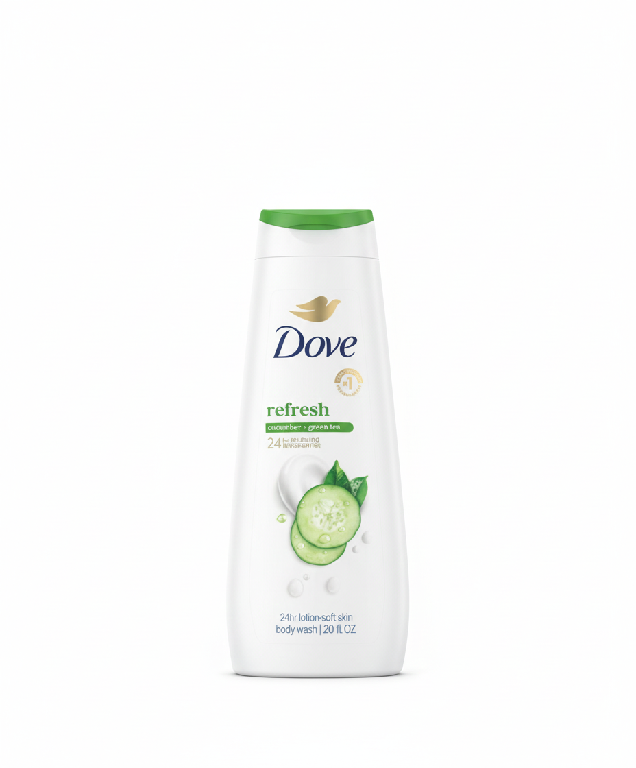 Jabón Líquido Corporal Dove Refresh (650 ml) – Hidratación Profunda con Pepino y Té Verde para una P